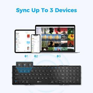 iClever Portable Keyboard, BK09 Foldable Bluetooth Keyboard w Number Pad (1595)